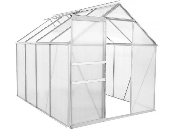 Serre jardin polycarbonate 250 x 190 x 195 cm Basilic - 4,75 m² - Gris
