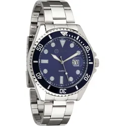 digi-tech GmbH Miraval Herrenarmbanduhr mit Edelstahlarmband 43 mm Datumsanazeige Lupe