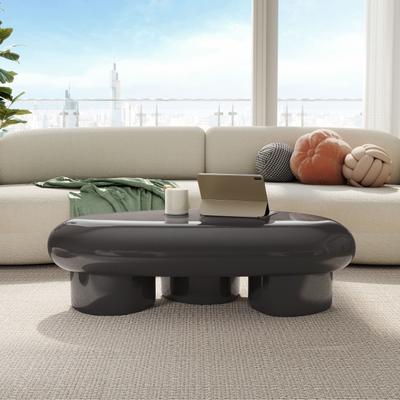 247 Shop At Home Modern Oval Glossy Low Profile Coffee Table