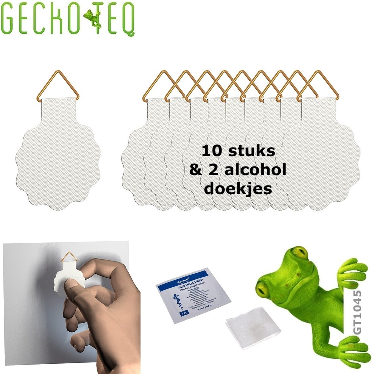 GeckoTeq GT0192 Zelfklevende Plakhaakjes voor Fotohangers en Posters - 10 stuks