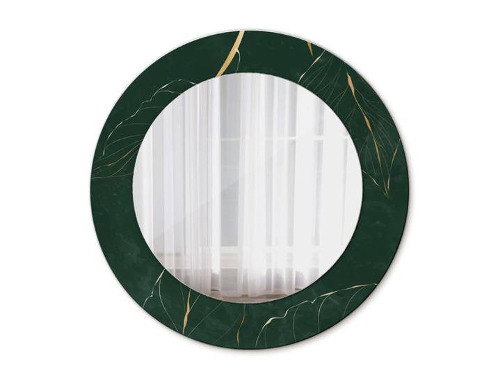 Tulup Miroir Circulaire Ø 50 cm Salle De Bains Verre Accrochage-feuilles dorées délicates