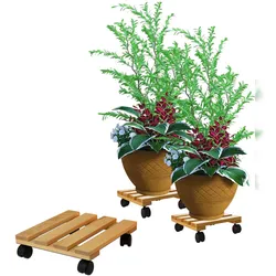 BigDean Pflanzenroller eckig Buchenholz massives Holz 30 x 30 cm bis 120 Kg Rolluntersetzer