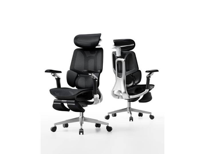 Hbada E3 Pro Édition 2026 Chaise de Bureau Ergonomique Support Lombaire Dynamique 3 Zones Accoudoirs 720°(Noir avec Repose-Pieds)