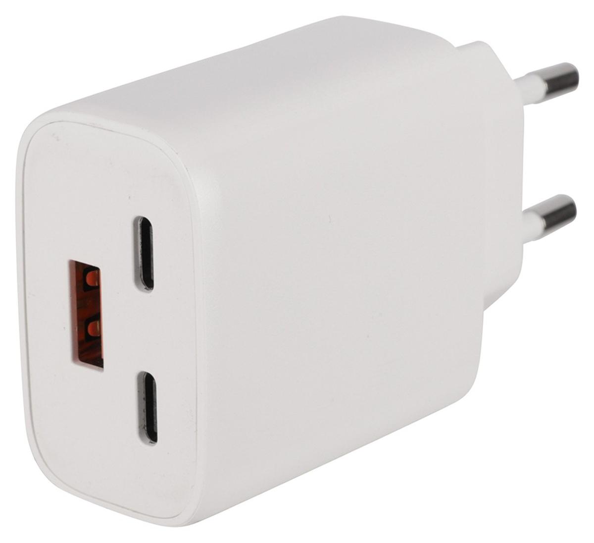 Q-Link Netzladegerät GaN - 2x USB-C Power Delivery 65 W - USB-A Quick Charge 18 W - Gleichzeitiges Laden - Geeignet für Laptop, Smartphone und Tablet - Kompakt und Leicht - Weiß