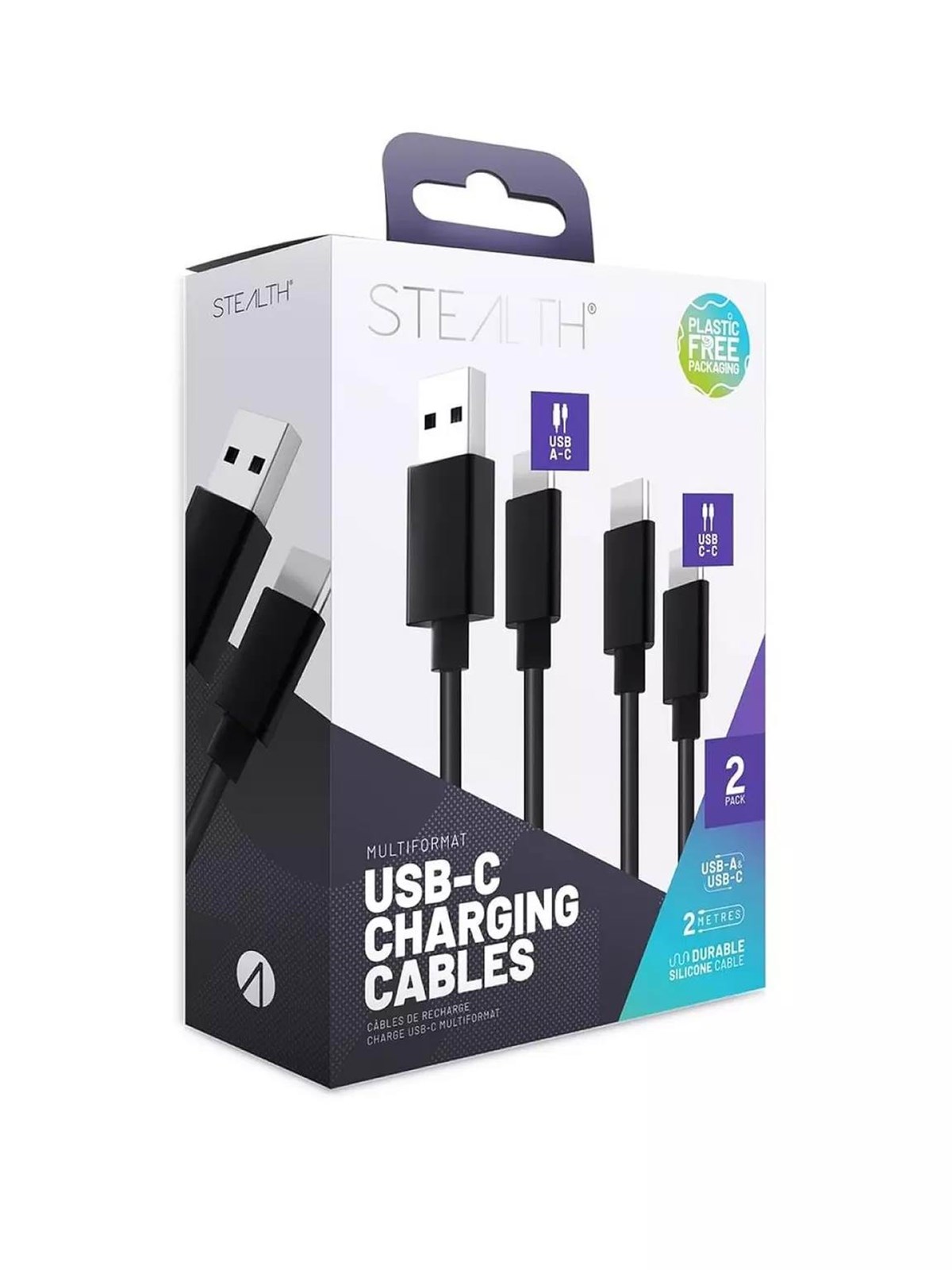 STEALTH SP-C50V Superfast Twin Charge Silicon Cable 2m - Black - Wired Controller Ladekabel
