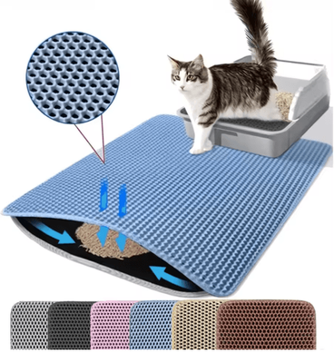Inspire Picks Double Layer Waterproof Cat Litter Mat For Cleaner Floors & Less Tracking blue 30x30cm