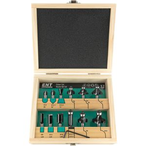 ENT Fräser 09012HKB, 8 mm, 12-teiliges Set, mit Holzkassette, für Holz