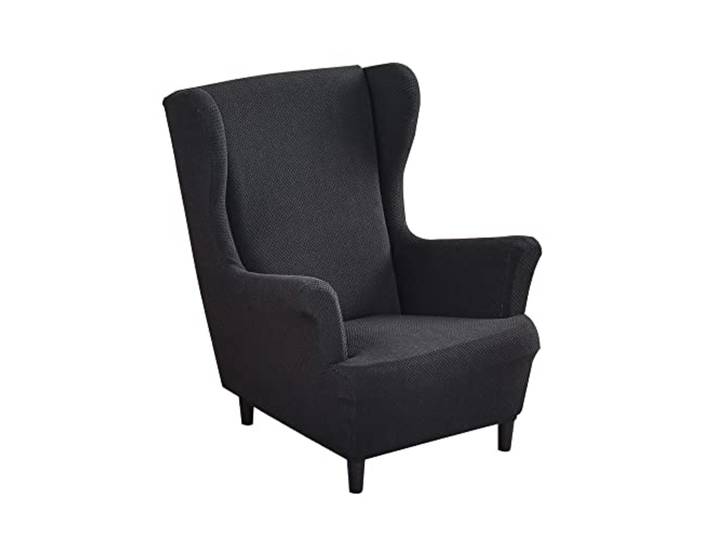 Highdi Enfant Jacquard Housse de Fauteuil à Oreilles Extensible Couverture de Fauteuil\, Couleur Unie Mode Strandmon Housse de Fauteuil Antidérapante\, pour Salon\, Hôtel\, Chambre (Noir)