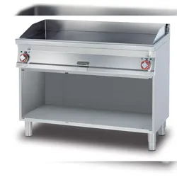 Redcook Elektrische glatte Frittierplatte zwei Kochzonen auf offenem Fach. Struktur aus rostfreiem Stahl. Abmessungen 120x70,5 h 90 cm. Modell FTL-712ET