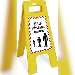 Warnaufsteller Aufdruck "Bitte Abstand halten", Kunststoff, 280x580 mm