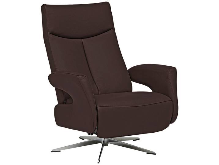 Welnova Relaxsessel, Dunkelbraun, Metall, Echtleder, Color-Finish-Leder, 74x105x82 cm, Fussart wählbar, Lederauswahl, Wohnzimmer, Sessel, Relaxsessel