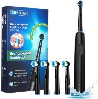 Inspired Finds SmartSpin Pro Rechargeable Electric Toothbrush With Rotary Cleaning Power black