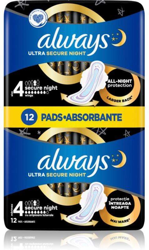 Always Ultra Secure Night sanitary towels 12 pc