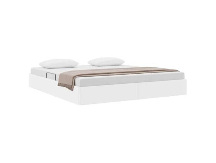 KTHLBRH Boxspringbett Reinweiß 213 x 183 cm Metallgestell, hydraulischer Heber, Kunstleder, max. 280 kg