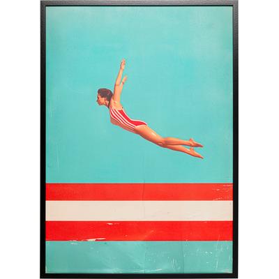 Bild mit Rahmen KARE DESIGN "Gerahmtes Bild Jumping Girl 103x73cm", bunt (farbe bild(er): grün, rot, weiß), B:72,8cm H:102,8cm T:3,2cm, Papier, Polyresin, Bilder, verschiedene Motive