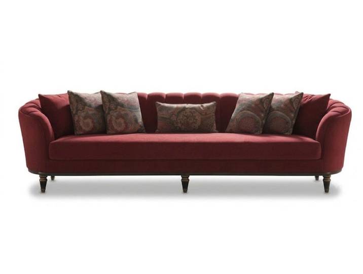 JVmoebel 4-Sitzer 4-Sitzer Sofa Rot Modern Holz Textil Polsterung Einfarbig Wohnzimmer, 1 Teile, Einfarbig