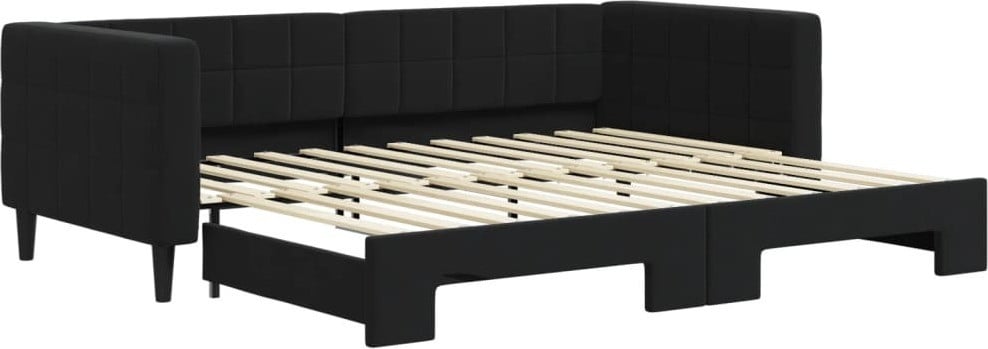 vidaXL Uitschuibaar dagbed zwart fluweel 90x200 cm