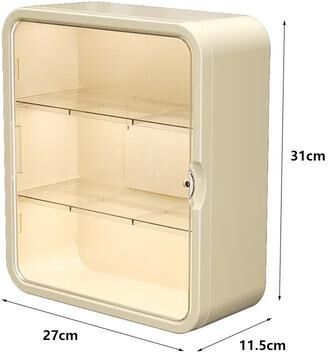 Inspired Living Wall Mounted Medicine Cabinet & Multi Layer Storage Organizer Rack cream White