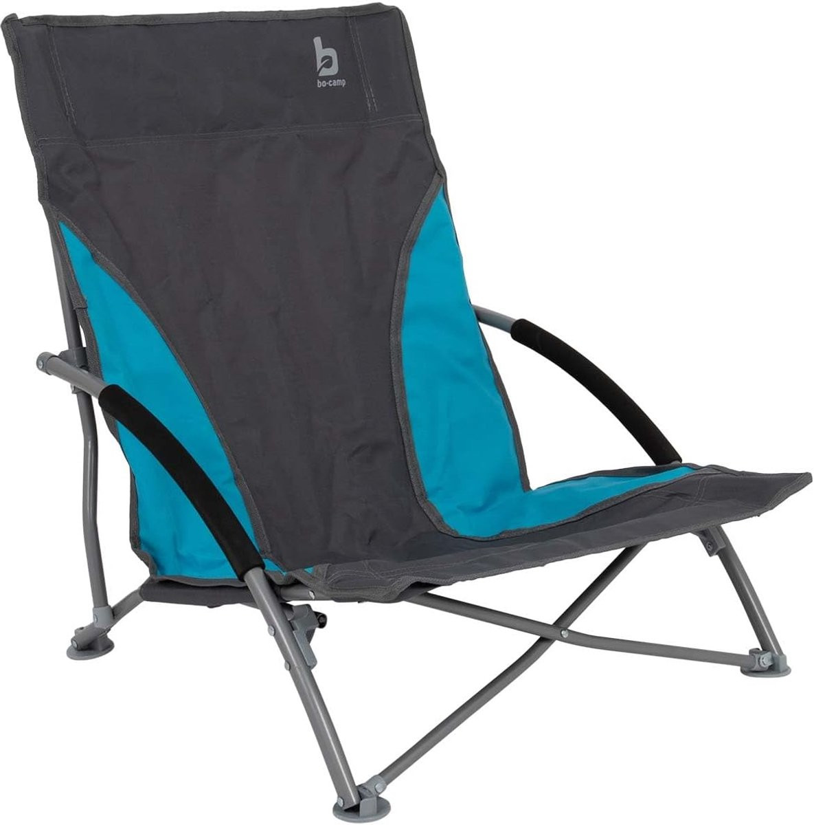 Compact Strandstoel Blauw/Grijs met Armleuningen - Inklapbaar en Lichtgewicht