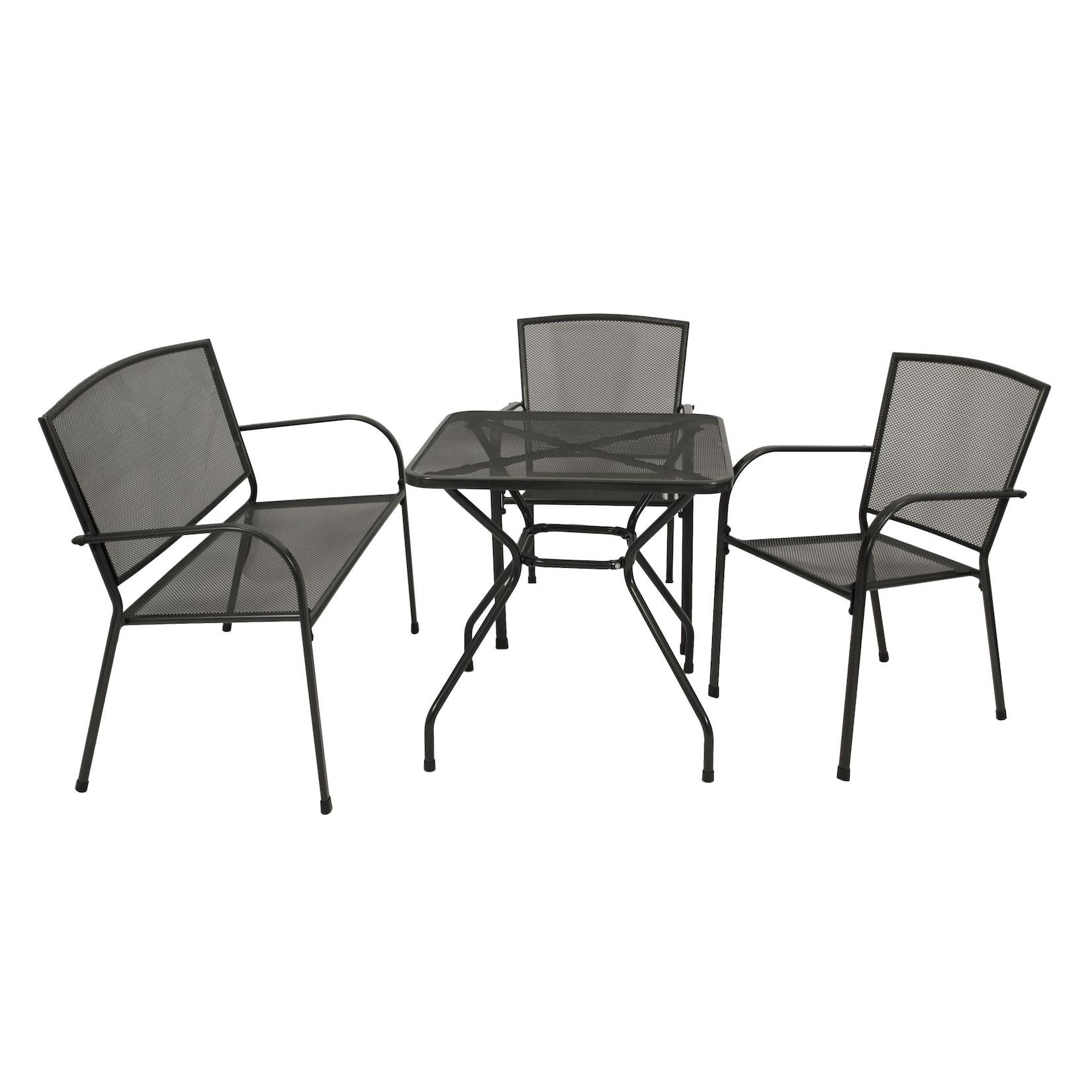 Garnitur CLASSIC 4-teilig, Streckmetall anthrazit (Tisch 70x70cm)