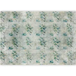Artgeist, Tapete, Fototapete - Mint tones - green leaf bouquets on a retro patterned background (200 x 140 cm)