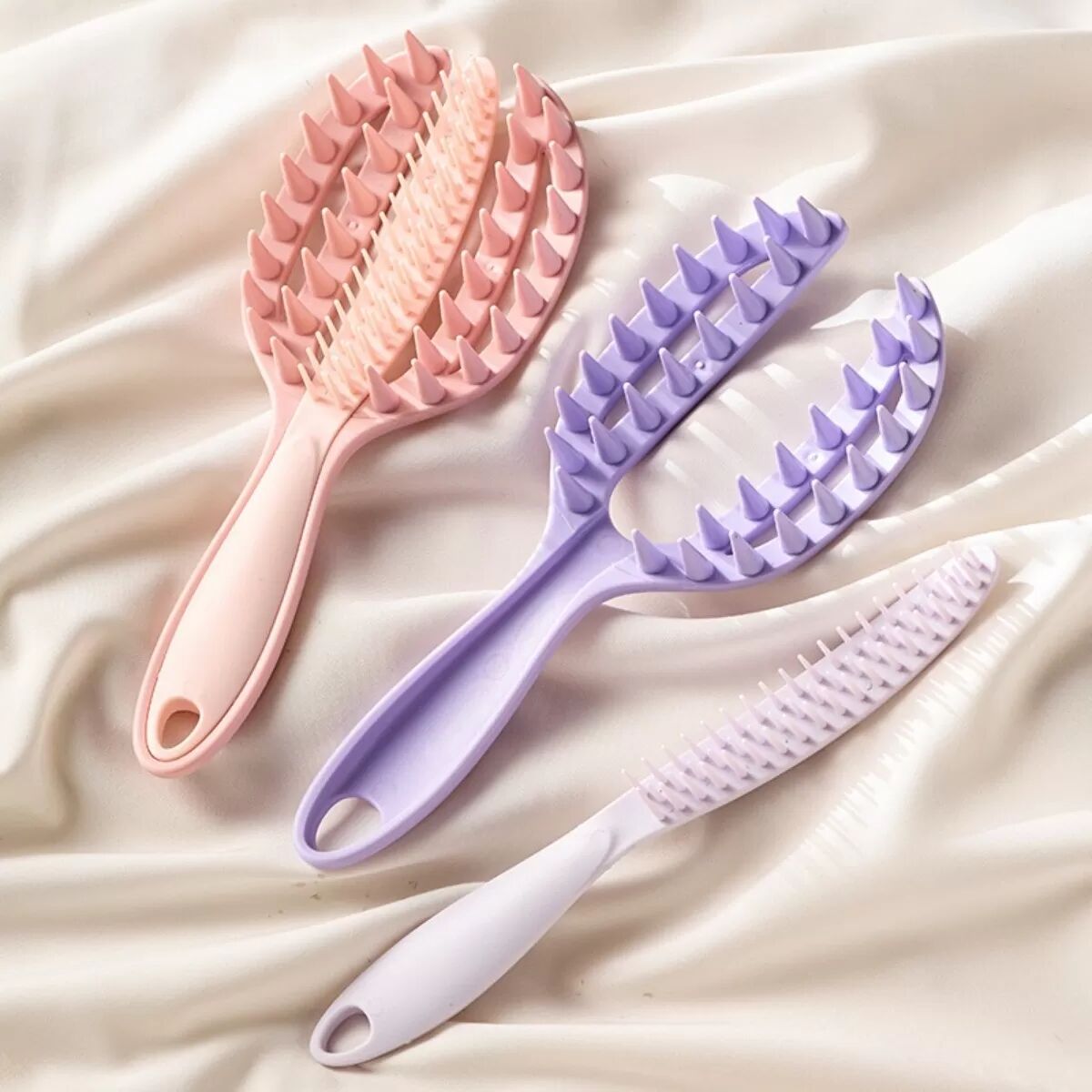 INF Brosse démêlante 2-en-1 anti-démangeaisons et massage du cuir chevelu - Soin doux Rose