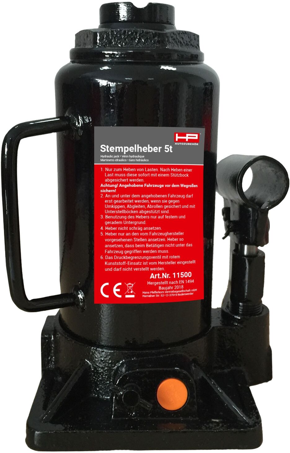HP Autozubehör Wagenheber Stempelheber 5to -405mm 11500