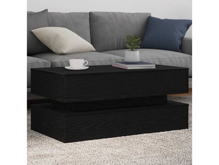 vidaXL Couchtisch, Couchtisch mit LED-Leuchten Schwarz Eichen-Optik 90x50x40 cm