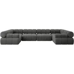 WOHNLANDSCHAFT modulares Sofa Birno-U2 - 380x190x70 cm Dunkelgrau Velours