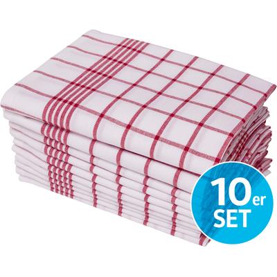 Geschirrtuch OTTO HOME "Vivianne, 100% Baumwolle, 10 Stück, Exklusiv Deal", rot (rot, weiß), B:45cm L:60cm, 100% Baumwolle, Geschirrtücher, Geschirrtuch, 100% Baumwolle,60×45 cm, blau-/rot-/weiß,10 Stk, Set, weich, saugstark, Topseller