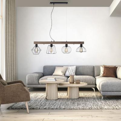 JUST LIGHT Pendelleuchte "KASKA", braun (holzfarben), 4, 1 Stk., Leuchten, ExklusiveE27, Pendelleuchte