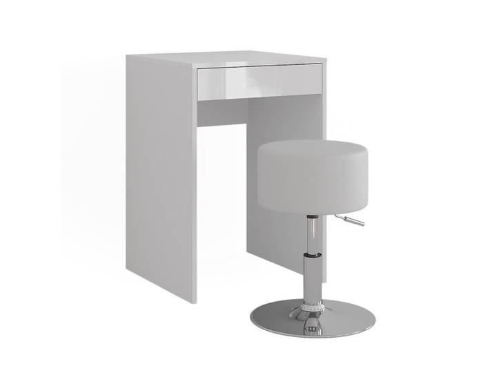 Vicco Schminktisch Sherry, Weiß/Weiß Hochglanz, 51.4 cm ohne Spiegel, mit Hocker, Weiß, Weiß Hochglanz, Holzwerkstoff, Rechteckig, Schlafzimmer, Schminktische