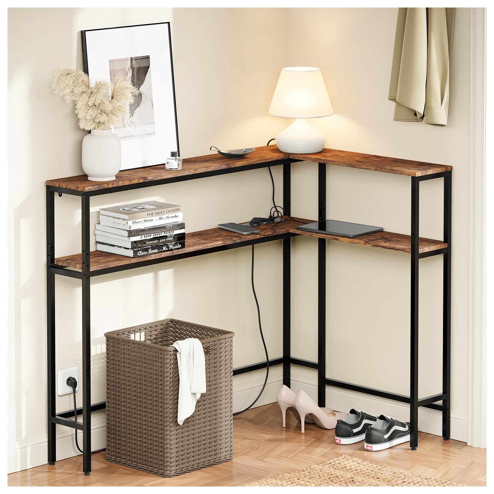 SoBuy Konsolentisch Für Flur Mit 2 Regalen Braun 120x80x101cm Modern