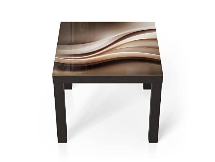 DEQORI Glastisch schwarz klein 55x55 cm Motiv Edelmetallschwingung ausgefallener Beistelltisch aus Glas Hochglanz Couchtisch fürs Wohnzimmer moderner Couch Tisch mit Design