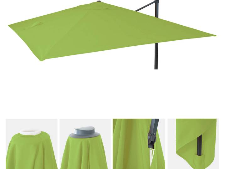 Housse de remplacement pour parasol de jardin de luxe HWC-A96\, housse de parasol de remplacement\, 3x4m (Ø5m)\, polyester\, vert clair