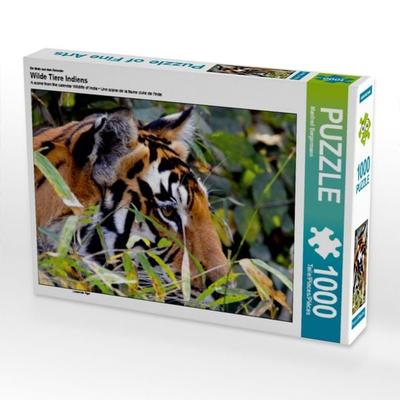 CALVENDO Puzzle Lauernder Tiger | 1000 Teile Lege-Größe 64x48cm Foto-Puzzle für glückliche Stunden
