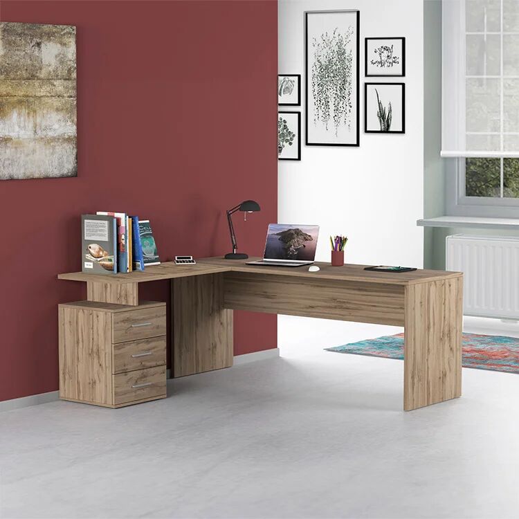 garneroarredamenti Scrivania ufficio angolare 180x160cm rovere OfficeScape
