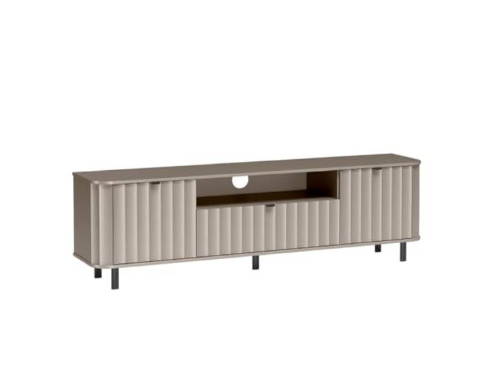 Komodee TV-Schrank SECHELT - Grau - Gefräste Fronten - Metallfüße - Schublade - 196 x 57 x 41 cm