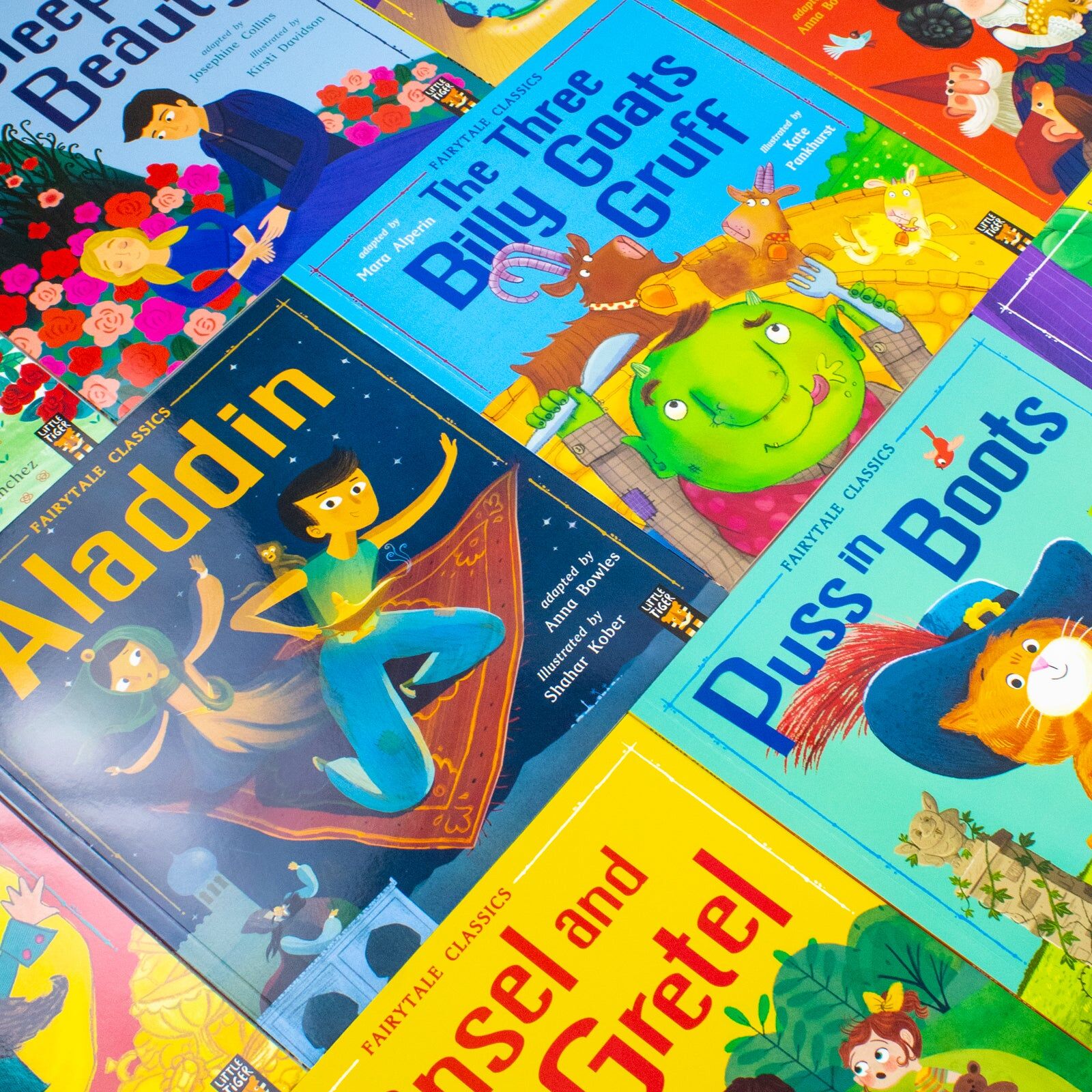 Little Tiger Kids Fairytale Classics 10 Picture Flat Children Books Collection Set (Sleeping Beauty, Jack and the Beanstalk, Rumpelstiltskin, Three Billy Goats and More