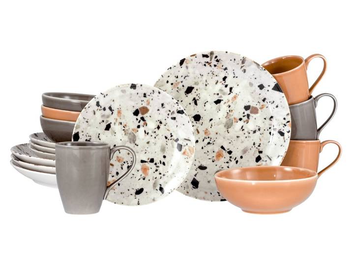 creaTable Kombiservice 16-tlg TERRAZZO MIX, multicolour, Steinzeug