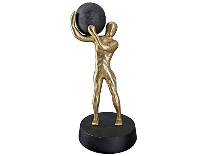 GILDE Deko Figur Skulptur Strong Stark XL - Moderne Kunst und Dekoration aus Kunstharz - Farbe: Gold - Höhe 35,5 cm