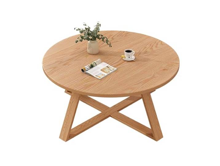 KAXLDHH Runder Couchtisch Aus Massivholz, Beistelltisch Nachttisch Für Wohnheim, Stabiler Akzenttisch Mit Halterung, Sofatisch Für Wohnzimmer Und Schlafzimmer(70cm)