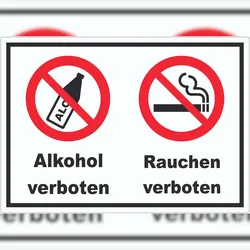 HB-Druck Aufkleber Alkohol Rauchen verboten A7 (74x105mm)
