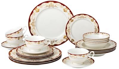 24 Piece Dinnerware Set-Bone China, Service for 4 by Lorren Home Trends
