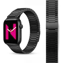 Nalia Chronos Edelstahl-Armband für Apple Watch, Magnet-Band Metallarmband - Stabil & Rostfrei (44 mm, 45 mm, 46 mm, 49 mm, Edelstahl), Uhrenarmband, Schwarz