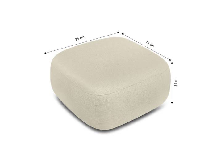 Pouf carré en tissu bouclette grège