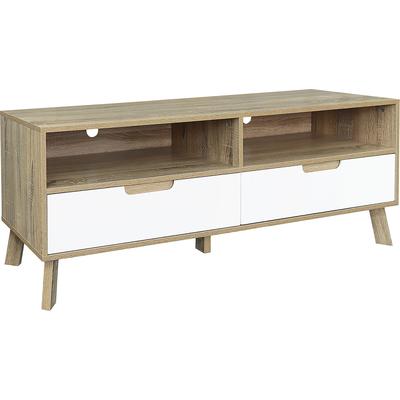 Lowboard MÖBILIA "Delea", weiß (natur, weiß), B:140cm H:52cm T:40cm, MDF, Sideboards, Lowboard, Kommode mit 2 Kabeldurchführungen