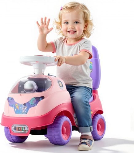 VEVOR Loopauto voor peuters met muziek en claxon, roze