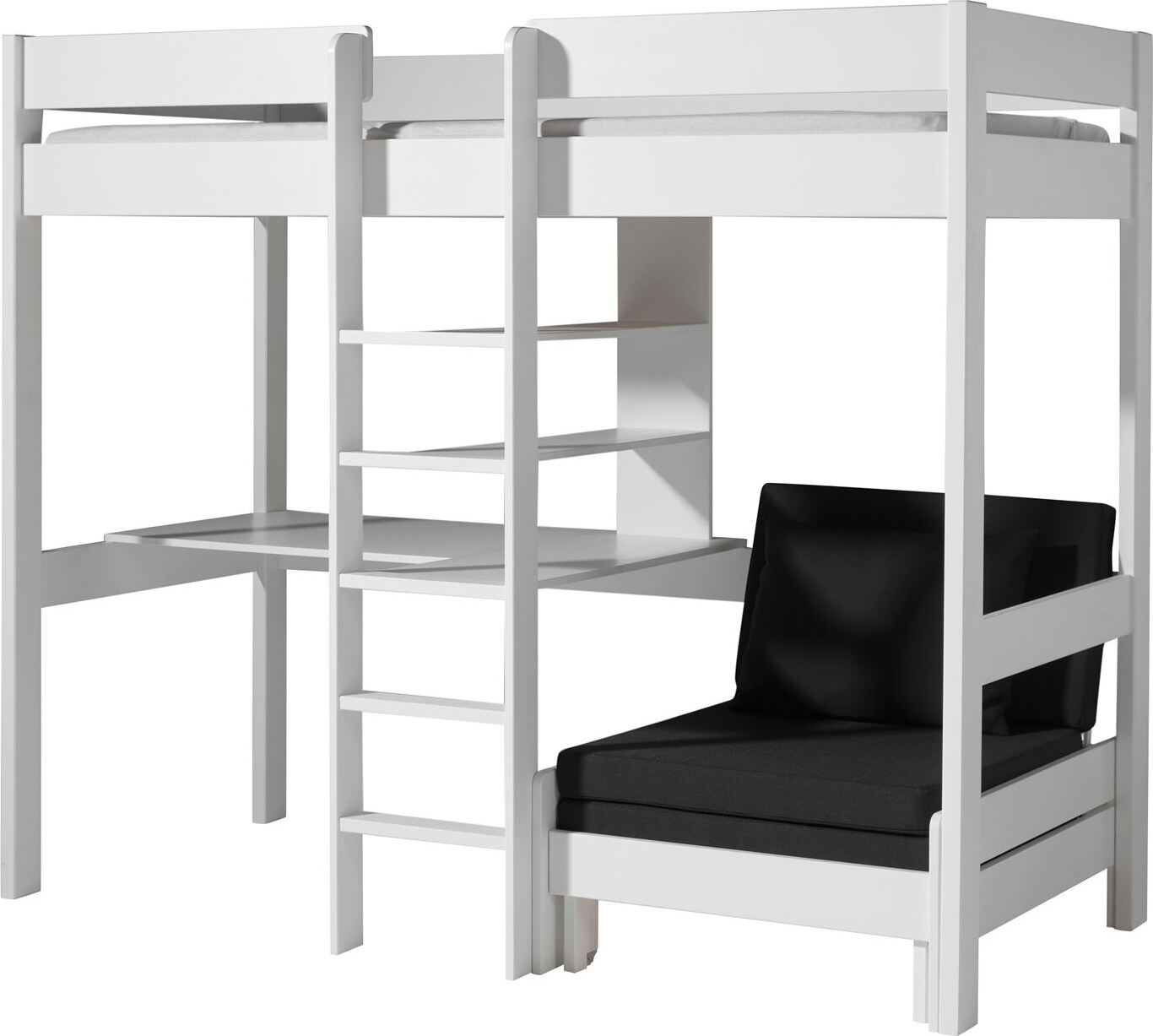 Hochbett Karolina 208x105/206x175 Kinderbett Massivholz Weiß