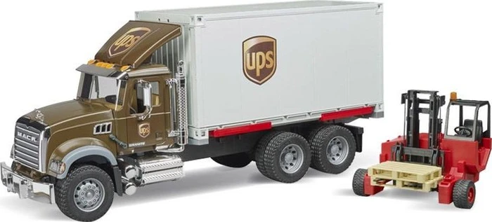 Bruder Mack Granite UPS Logistik-LKW (mit Mitnahmestapler)